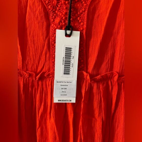 BB Dakota Tier Me Out red Dress crochet New with Tags - Picture 2 of 7